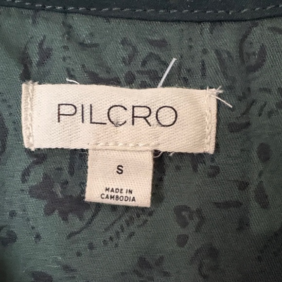 Anthropologie Pilcro Relaxed Green Velvet Button Down Blouse Top - Picture 5 of 10